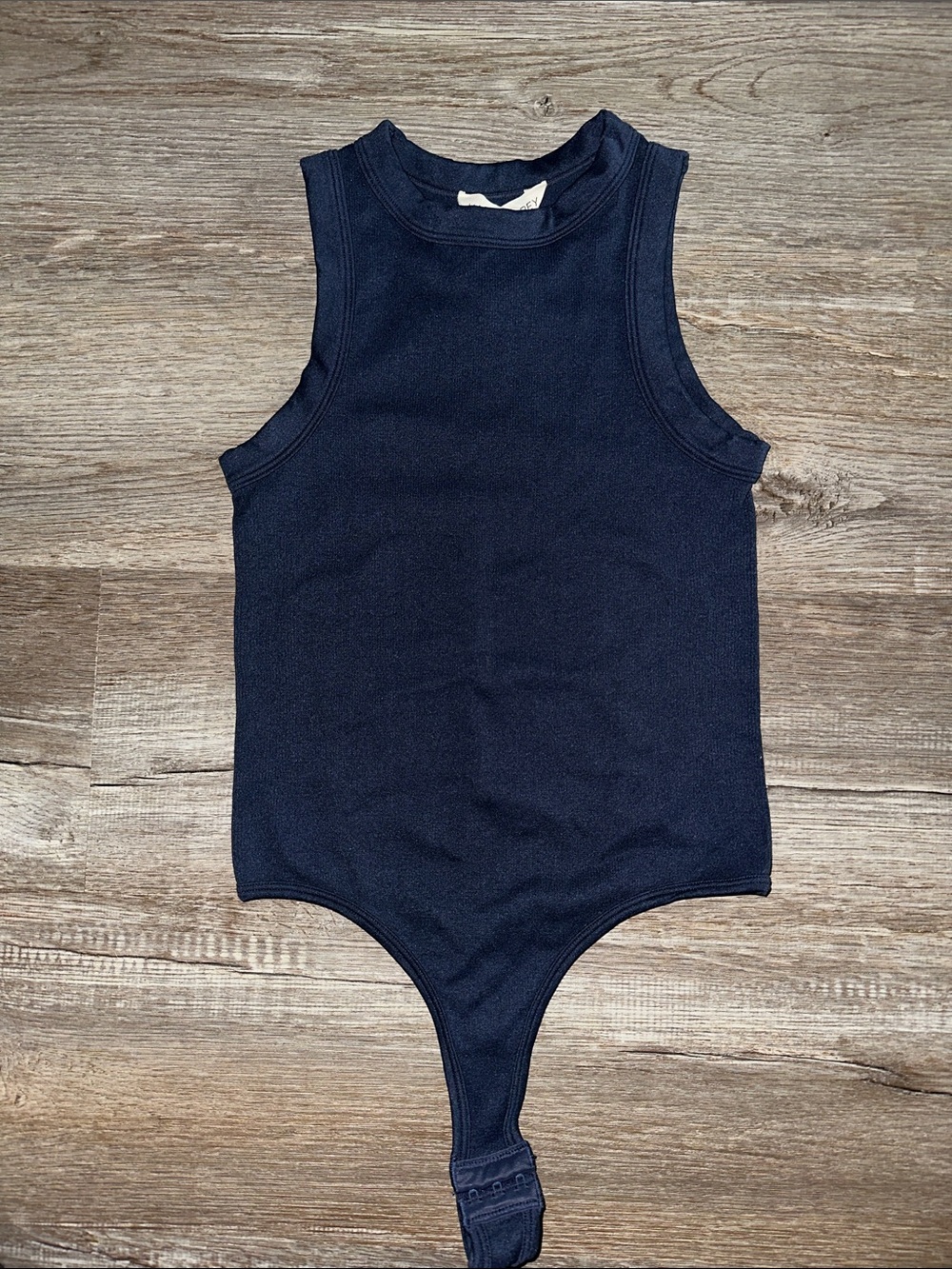 Navy Blue Ribbed Bodysuit
